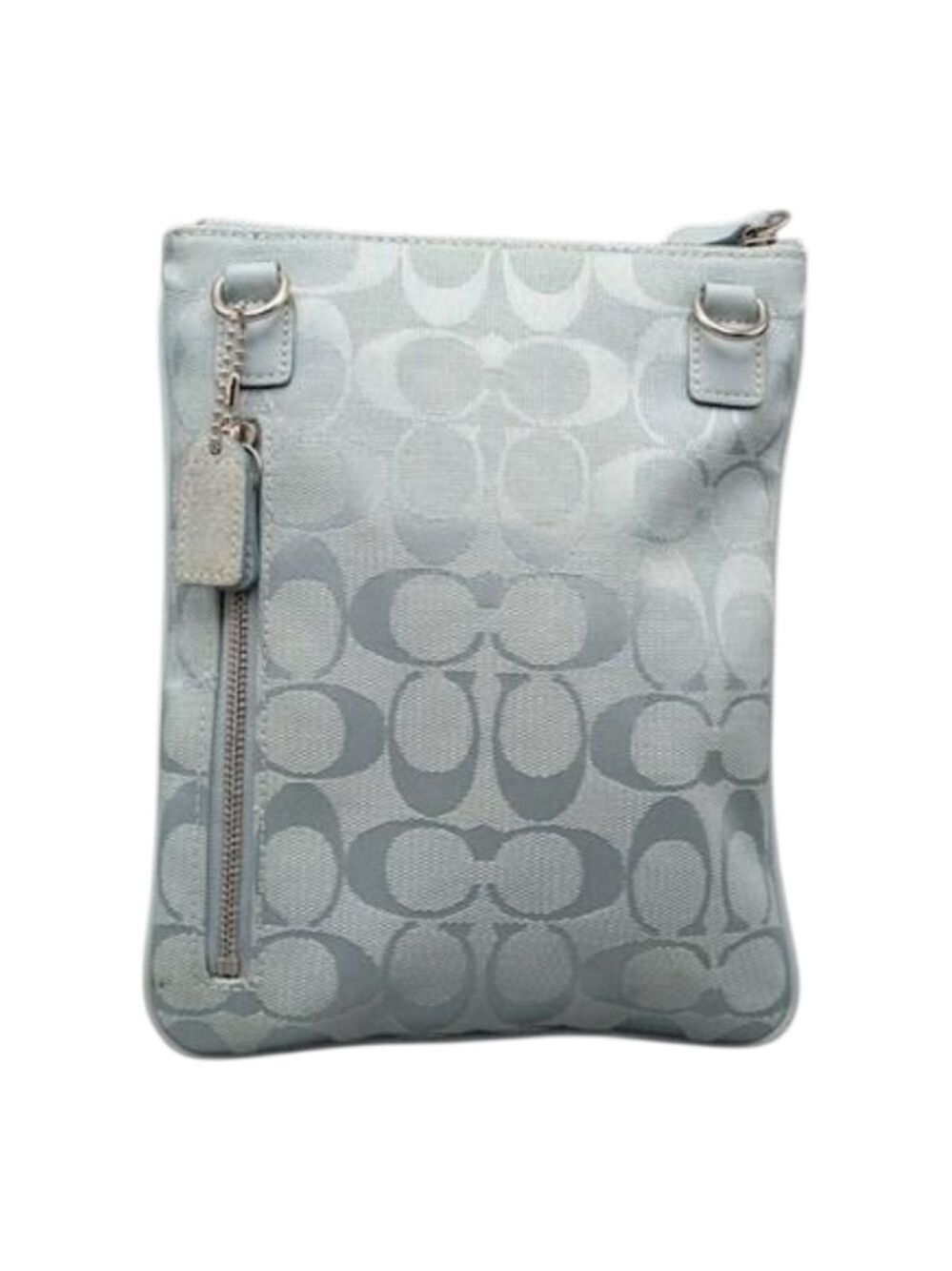 Coach Light Blue Signature Canvas and Suede Crossbody Bag - Picture 9 of 11